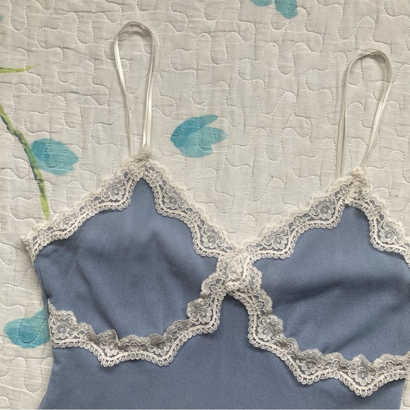 Vintage 90s Powder Blue Lace Trimmed Cami π¦ - Picture 3 of 8